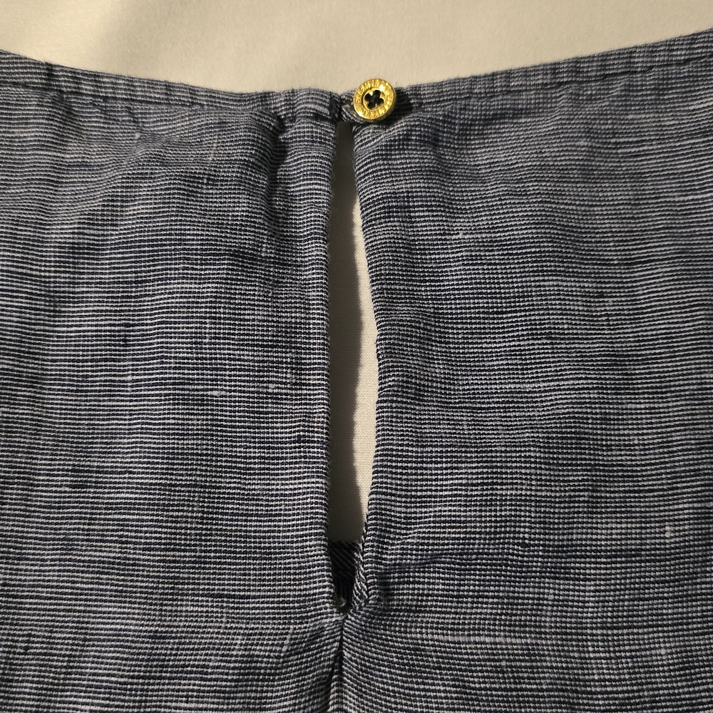 Ellen Tracy Sleeveless Tank-style Linen  Blouse Top In Heathered Blue. - Picture 3 of 6